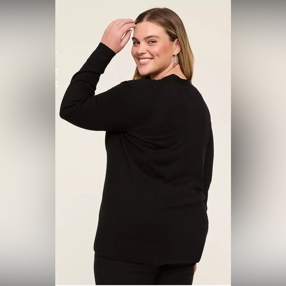 LANE BRYANT Modern Long-Sleeve Open-Front Cardigan - Black 14/16 - Picture 2 of 11